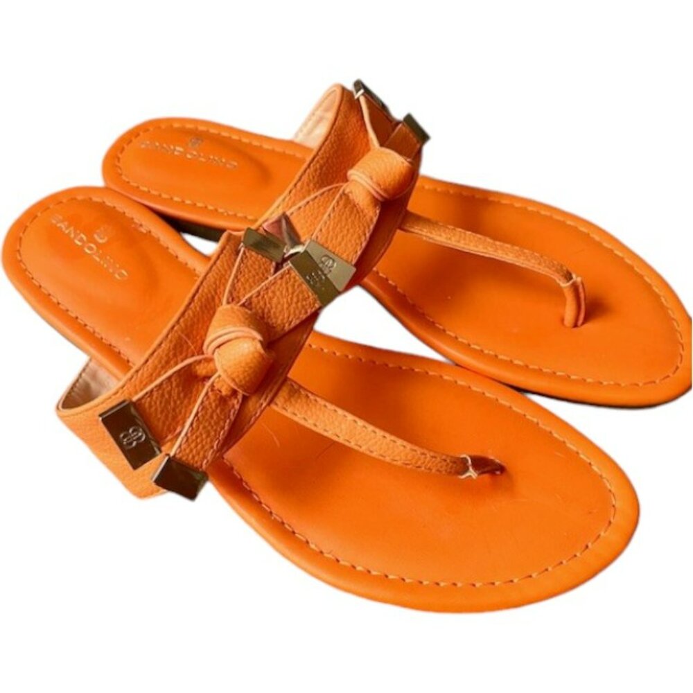 Bandolino Toe Post Sandals Bow Detail - Orange - 8.5M